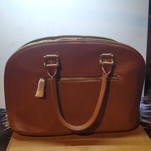 JOY&IMAN Elegant Brown Leather Handbag